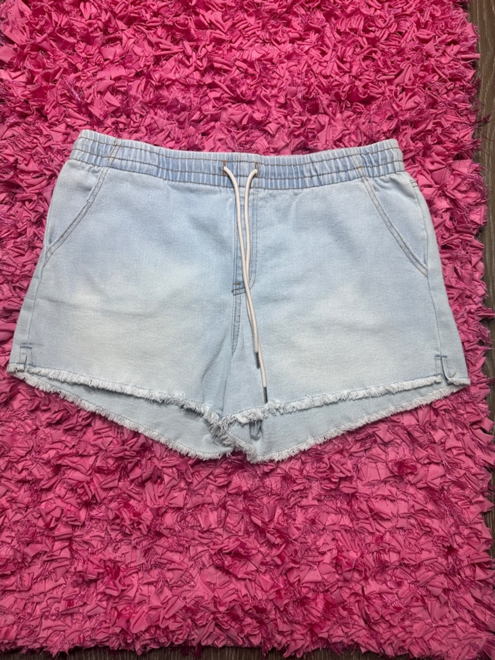 Celebrity Pink Light Blue Denim Drawstring Shorts